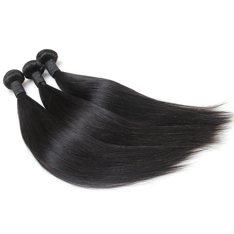 

Cuticle aligned 100% Virgin human hair dyeable silky malaysian hair straight 3 bundles with closure, Natural color