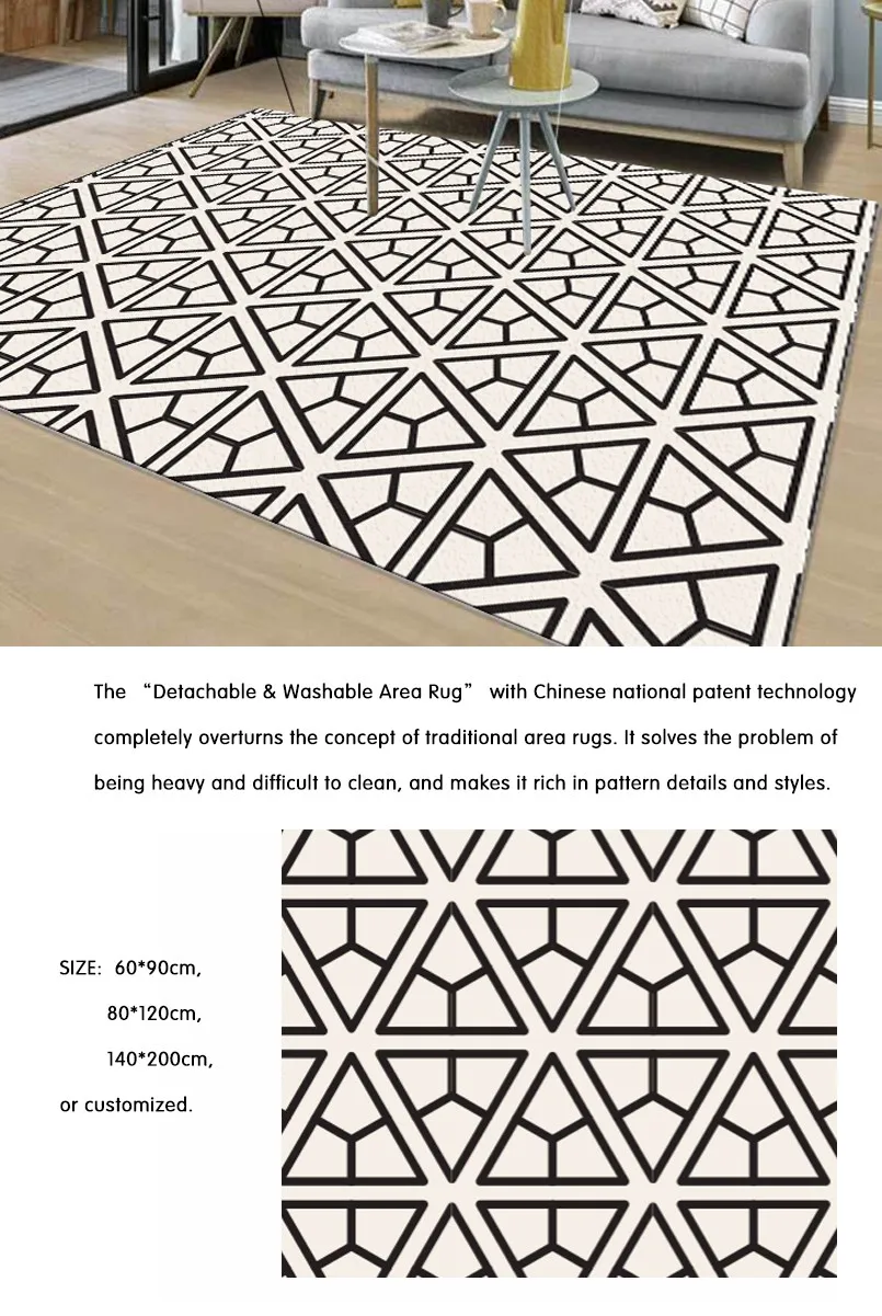 New Arrival Modern Black White Geometry Triangle Design Area Rugs