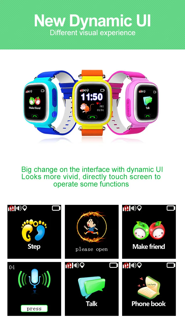 V80-1.22 GPS AGPS LBS Watch GPS Tracker for Kids