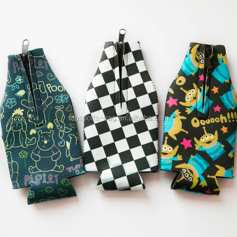 

Lattice Monster Bear Lovely Printing Zipper Neoprene Beverage Water Bottle Cover