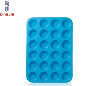 Image of Large Mini Muffin Pans - 24 Cup Jumbo Silicone Pan for Cupcakes and Premium Baking- Non Stick Tray / Bakeware - Silicon Mold