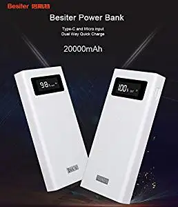 Besiter 20000mAh Quick Charge Portable Power Bank with Dual Input and Dual Output External Battery Power Bank with LCD Screen for Smart phone and Other Device