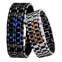 

Lava Black Rose Gold Couple Luminous Watch Luminous Lava Metal Red Blue LED Wrist Watch Sport Electronic Watch Reloj