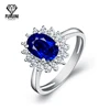 Fashion Micro Pave 925 Pure Silver Blue Sapphire Diamond Jewelry Ring Designs For Women