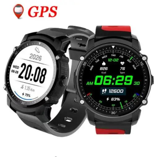 

2019 OEM Wholesale FS08 Heart Rate Monitor Pedometer Round Altimeter Waterproof GPS Sport Smart Watch for Men Wristwatches, Red;gray