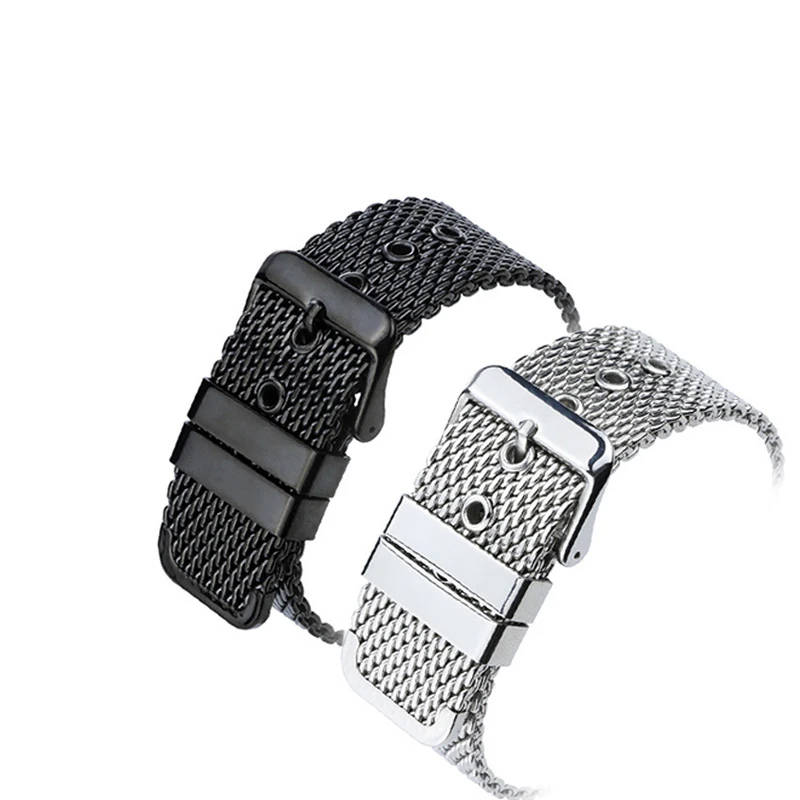 

Custom LOGO 316L Stainless Steel Watch Mesh Band 16/18/20/22/24mm Milan Strap 10mm Wire Mesh Strap