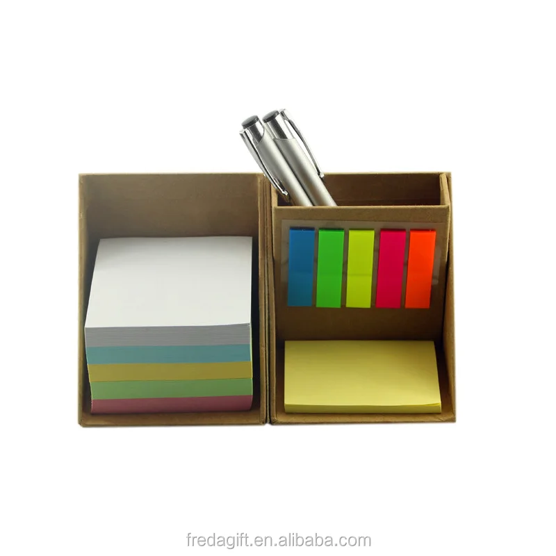 High Quality Recycle Sticky Note Set Box,Ecofriendly Foldable Square Cube Memo Kraft Paper Box
