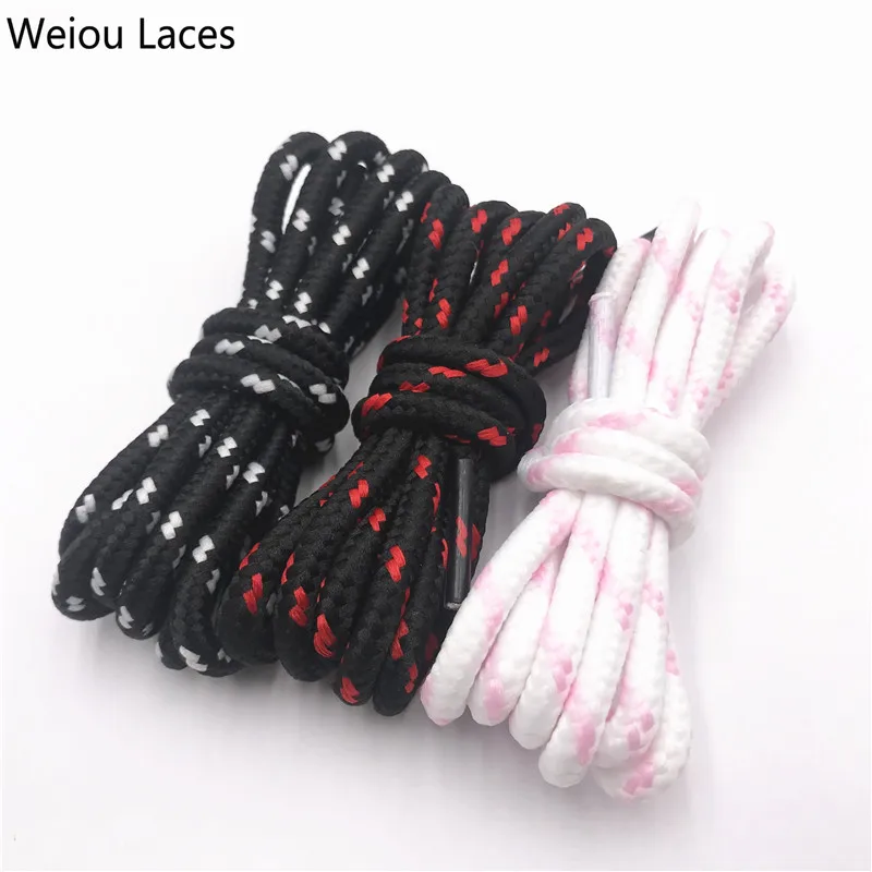

Weiou 0.45cm Round Striped Sports Lace Black White Bootlaces Thick Round With Dots Shoelaces Hiking For Dorky Dad Shoes Sneakers, Bottom based color + match color