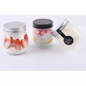 Image of 45~730ml clear hexagon shaped honey jam glass bottles and jars with metal lid