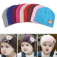 2015 Dot Pattern Baby Hat Winter Knitted Baby Beanies For Child Kids Boys Girls Toddler Cotton Cap Infants Hat