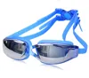 Fashionable Wide view Water anti-fog HD swimming goggles Men and women large frame plating myopia swimming glasses Flat goggles