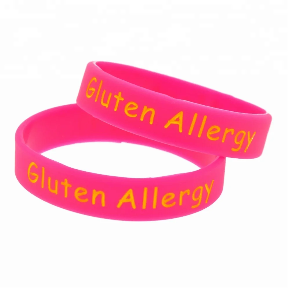 

50PCS Gluten Allergy Silicone Bracelet for Children, 5 colors