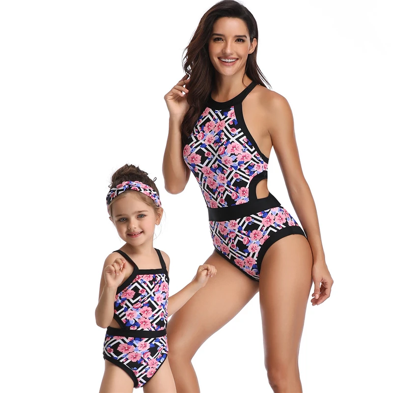 

Swimsuits for Girls Women Bathing Suit Stripe Family Matching Swimsuits Mom and Daughter Swimwear Bikini Swimwear Custom