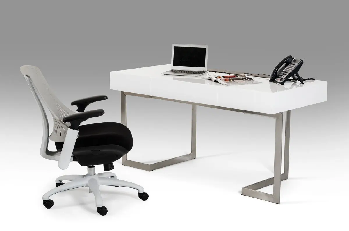 1PerfectChoice Modrest Sharp Modern White Office Desk