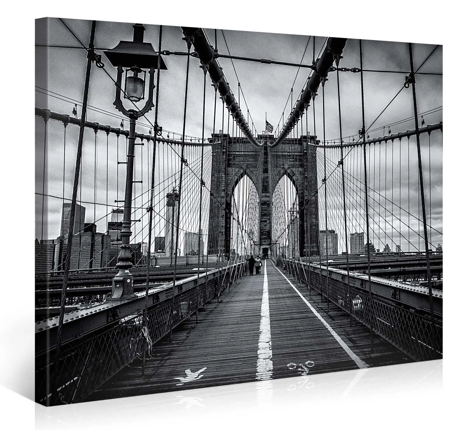 Large Canvas Print Wall Art - BROOKLYN BRIDGE WALK - 40x30 Inch New York Ci...