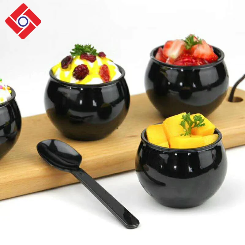 Round Ball Shape Plastic Cup Dessert Pudding,Wholesale Disposable Clear
