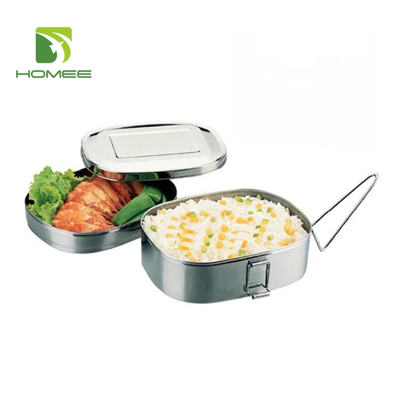 Bulk Wholesale Rectangular Two Layer Stainless Steel Chinese Lunch Box