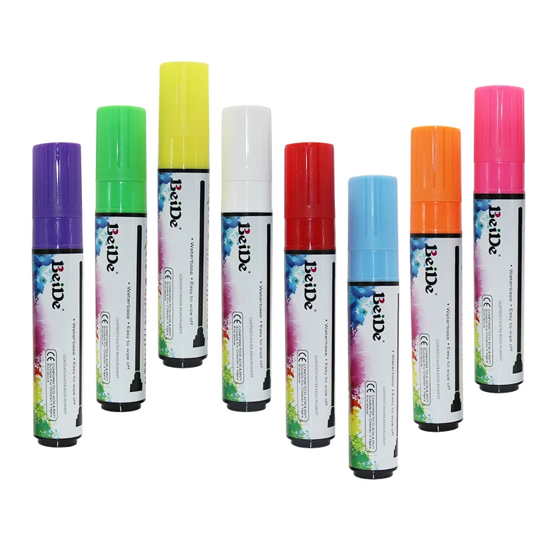15mm Felt Tip Pack Of 8 Neon Erasable Window Markers Chalk Marker Pen