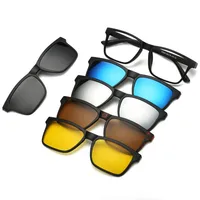 

2201A 6 pcs/1Set Wholesale Fashion TR90 Ultra-light Polarized Clip On Sunglasses Magnetic Glasses For Men/Women