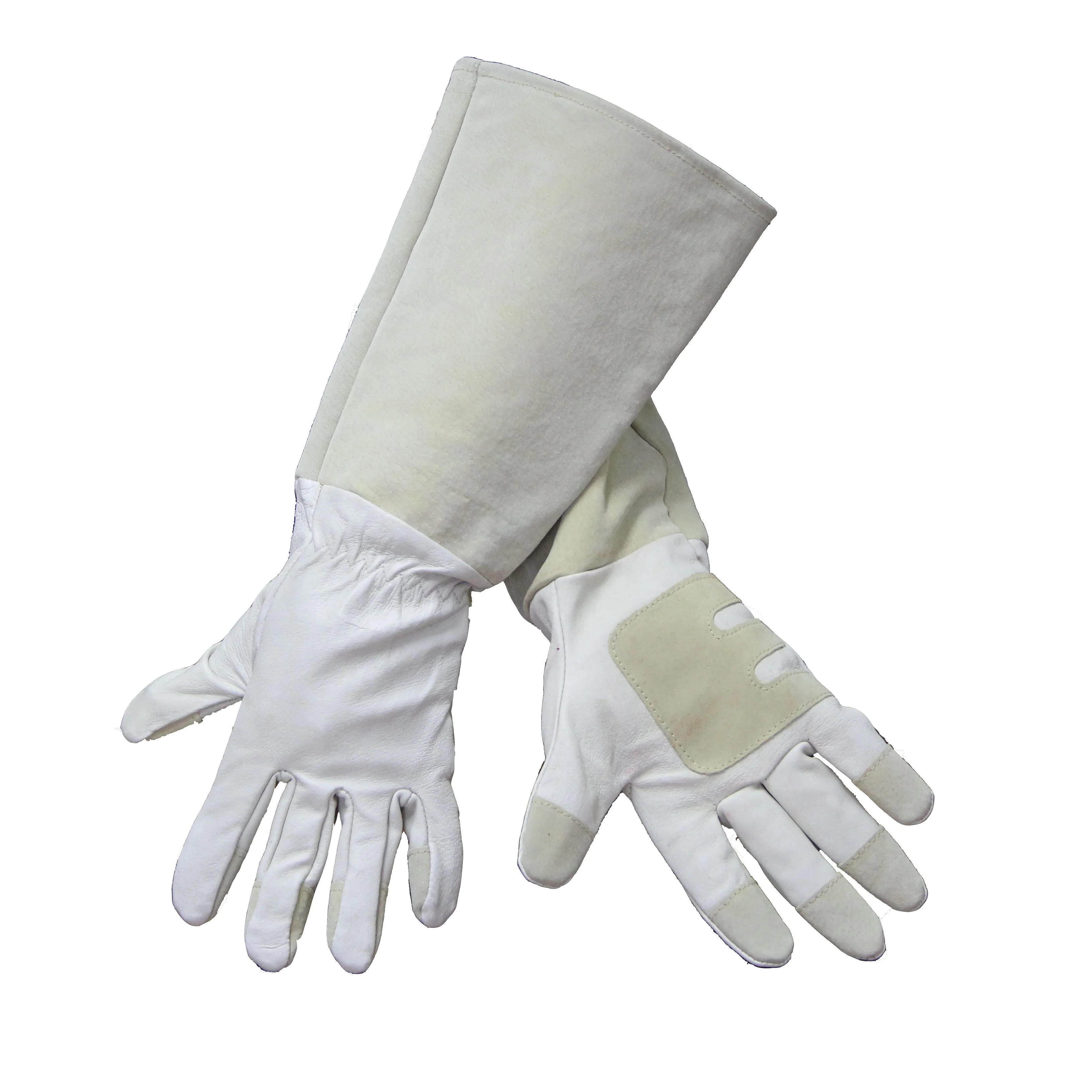 

PRI wholesale Garden Gloves long cuff Yard Work leather garden gloves women men, Nature color