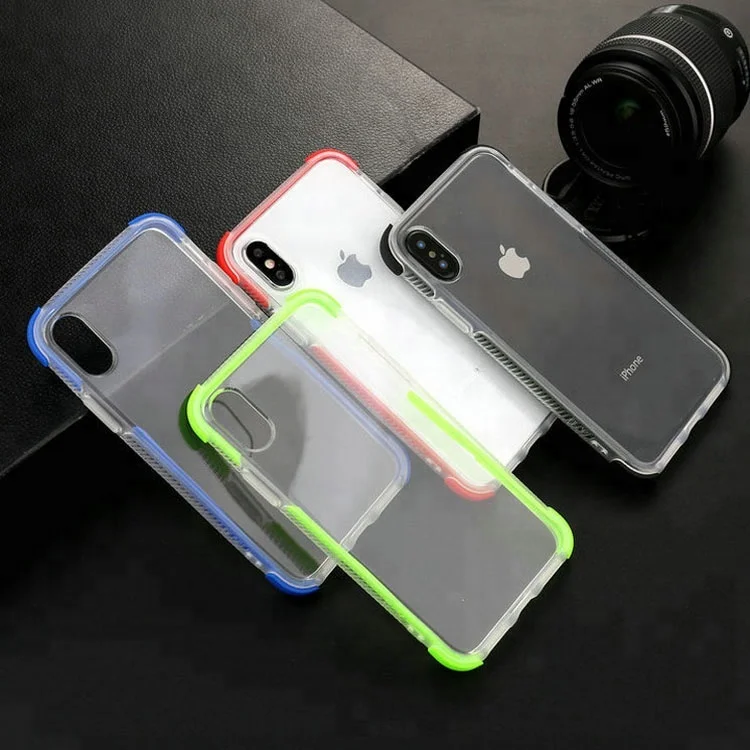 

Crystal Transparent Clear TPU Colorful Bumper Case for iPhone Xs max ,Cover for iPhone Xs max, Black;green;blue;red;pink