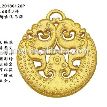 

Jingzhanyi Jewelry factory manufacturing 24K gold pendant, Gold 999 gold pendant, Gold material test report available