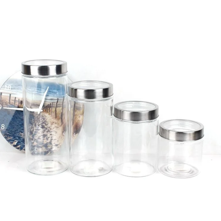 

Factory round glass empty stash jar with window lid, Clear transparent