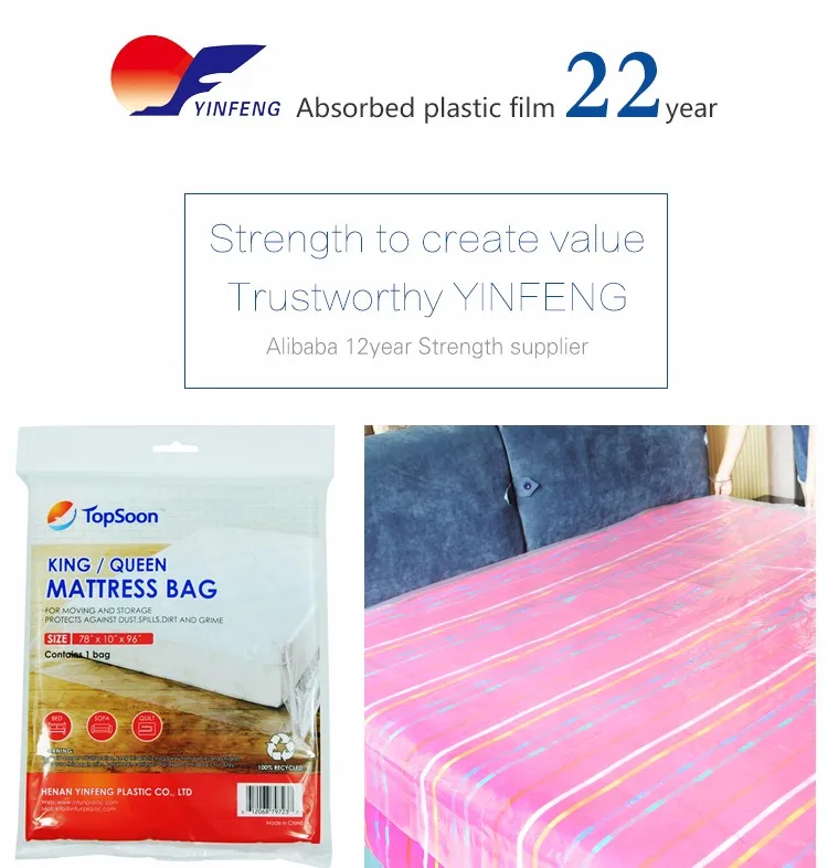 Hot Sale Plastic Mattress Bag For Moving And Storage King/queen Size