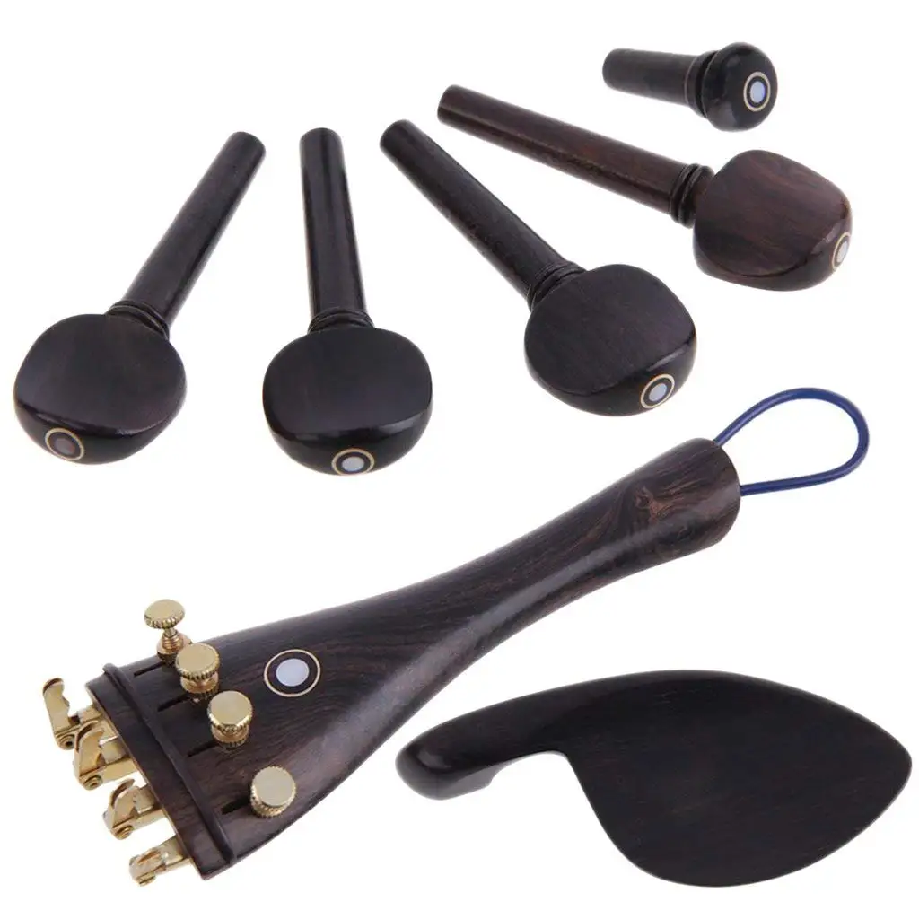 Jili Online Professional Violin Ebony Chinrest Tailpiece Tailgut Fine Tuner Endpi...