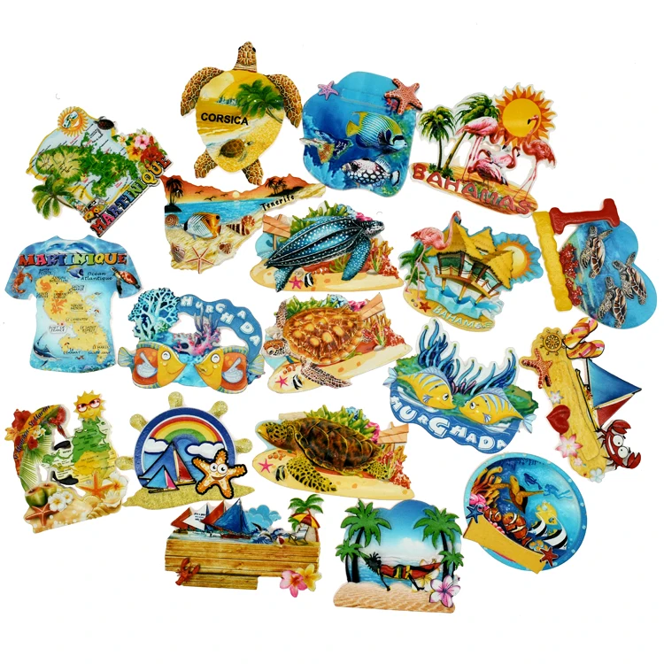 

low min quantity resin sea world tourist souvenir 3d fridge magnet for different countries