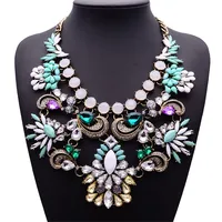 

Bohemian Boho Transparent Big Resin Crystal Flower Choker Bubble Bib Chain Statement Necklace for Daily Party Prom Celebration