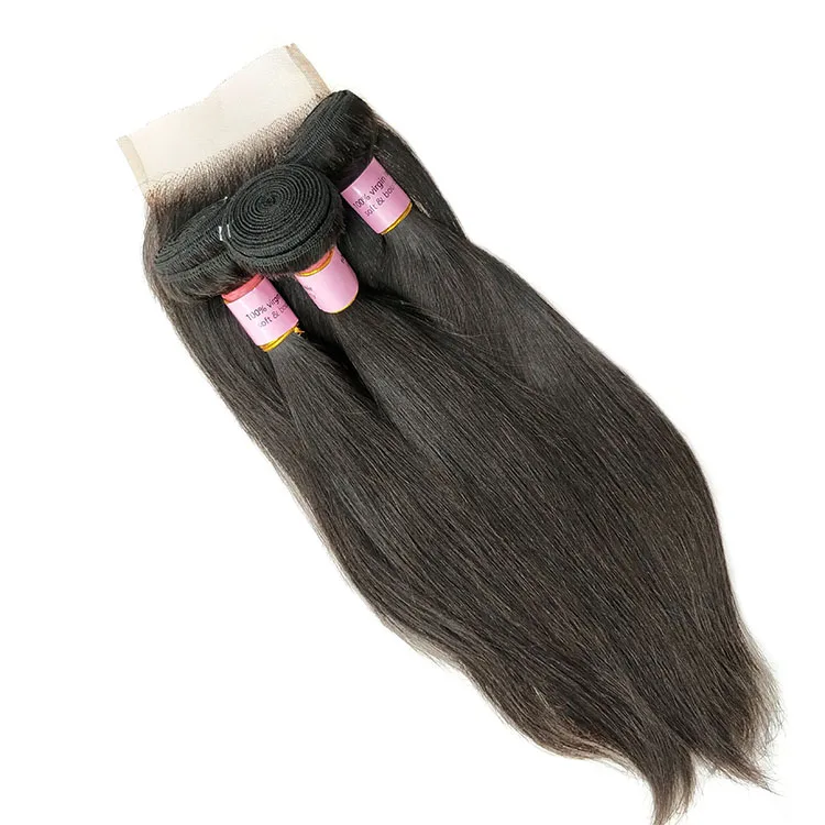 

3 bundles with closure 1 lot,unprocessed 10a grade brazilian high quality remy human hair with closure
