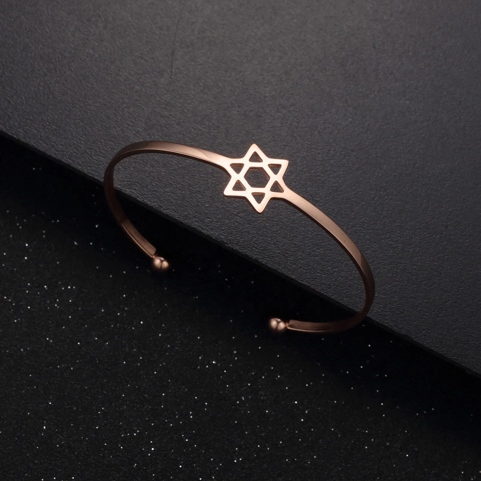 

Loftily Jewelry Gold Silver Hexagram Bracelet Hollow Geometry Inverted Triangle Star Of David Bracelets For Women Girls, Silver( rose gold)