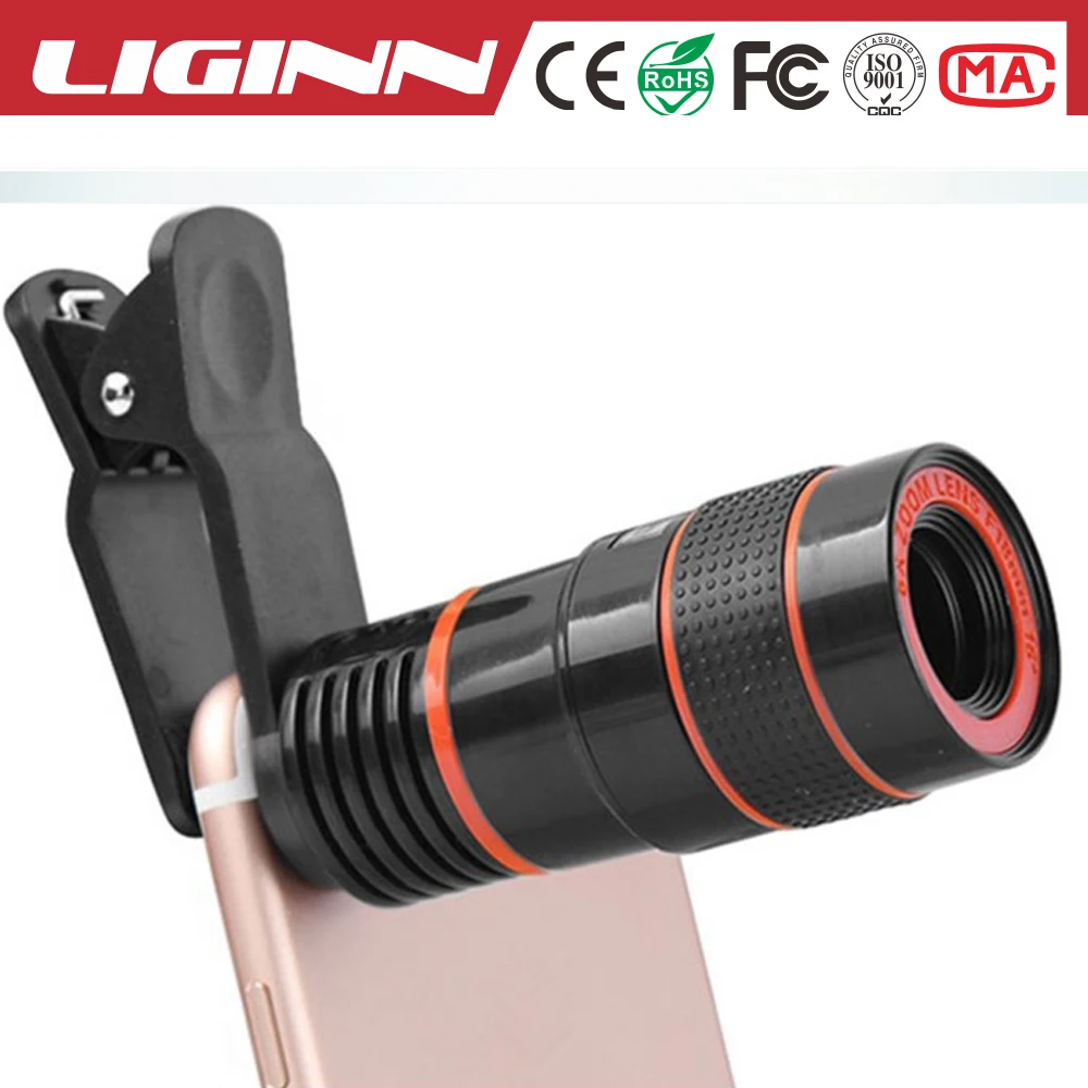 

LIGINN Professional Universal Clip 8X Zoom Telephoto mobile phone camera telescope Lens for All Android smartphone, Black/white(can be customized)