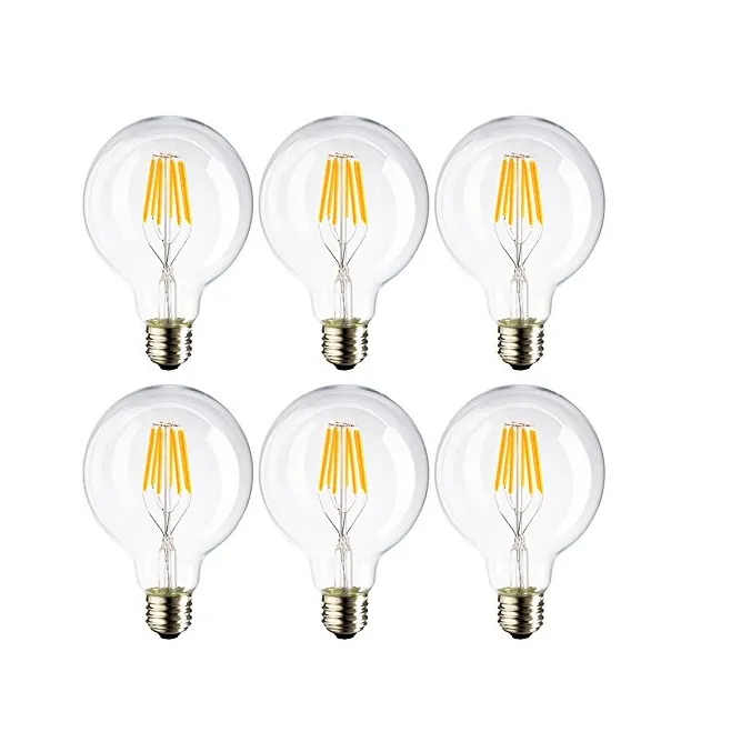 Wholesale factory dimmable cob led filament bulb G80 G95 E27 base cob led filament bulb