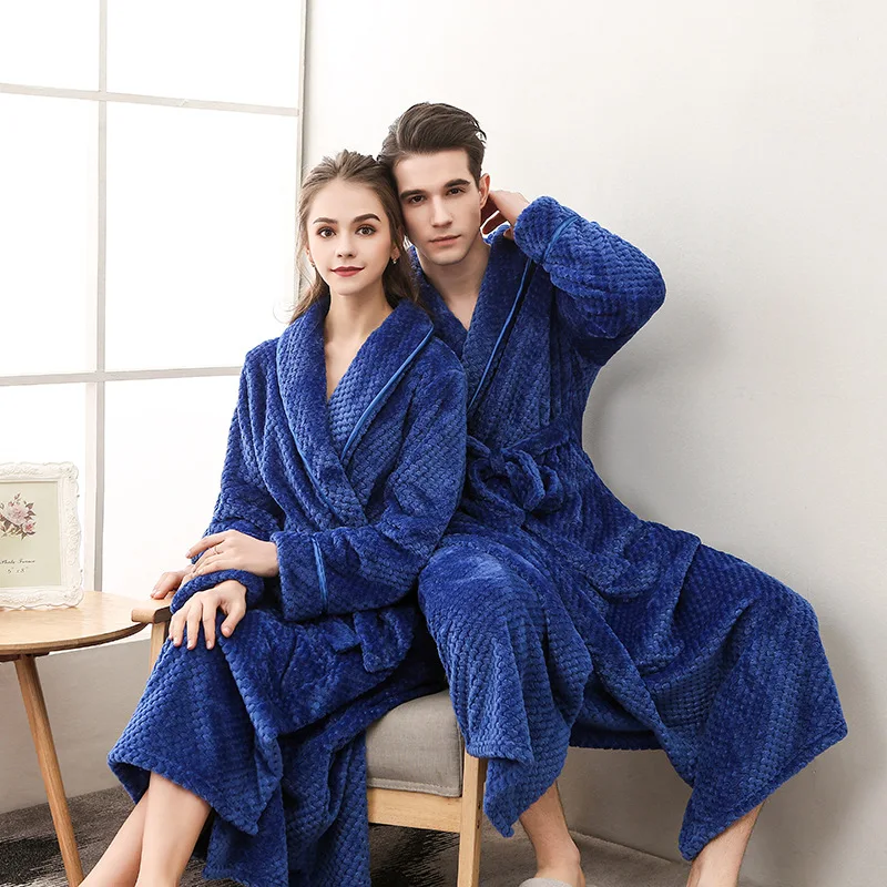 

fluffy thick microfibre flannel velvet bathrobe sleep robes for lady shawl collar bathrobe coral fleece bath robe, Pink;blue;red;black;white