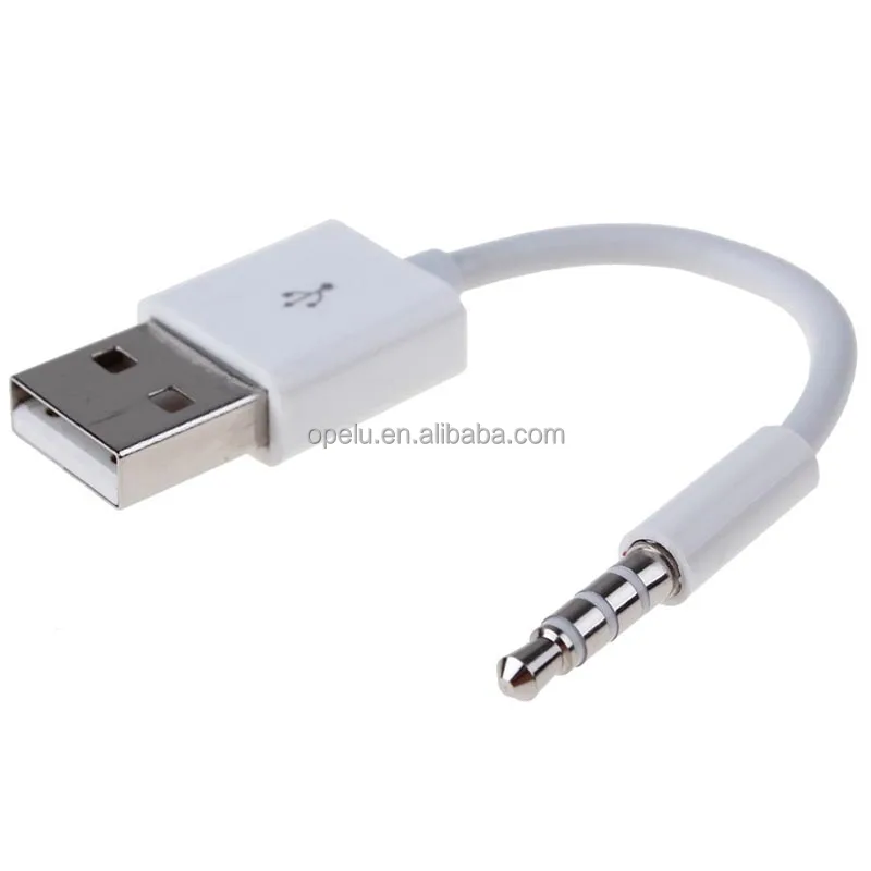

High Quality 3.5mm Male To USB 2.0 Data Charger Transfer USB Cable for iPod Shuffle 3rd 4th 5th 6th, White