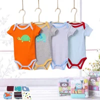 

baby clothes 3 pack printed short sleeve romper newborn infant gowns with towel