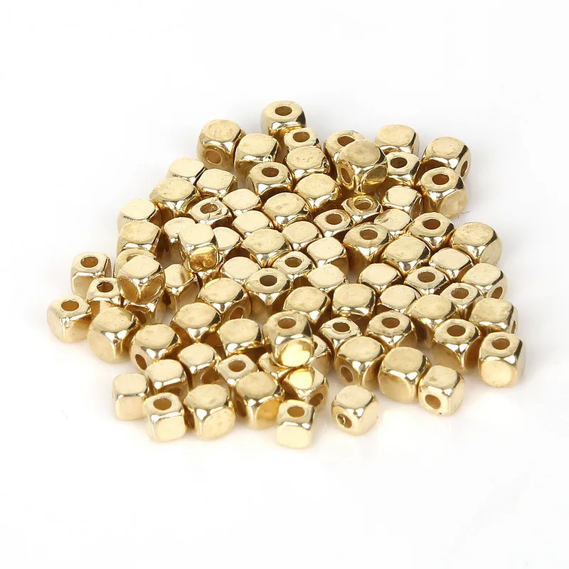

Plated KC Gold CCB Plastic Square Seeds Beads Big Hole Diy Charm Spacer Beads For Jewelry Making, Plated gold