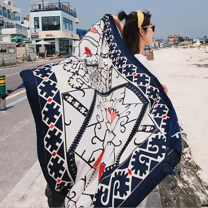 2020 New Fashion Lady Spring Summer Large Long Scarf With Tassel Beach