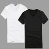 Wholesale Custom Cheap Price Pure Color Tee Shirt 100% Cotton V Neck Basic Blank Men Short Sleeve T Shirt