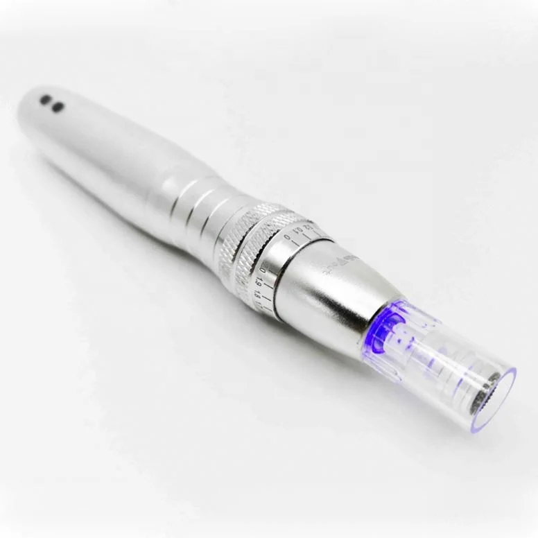 

Electric Derma Pen 7 Colors LED Light Therapy Microneedling, Silver and black