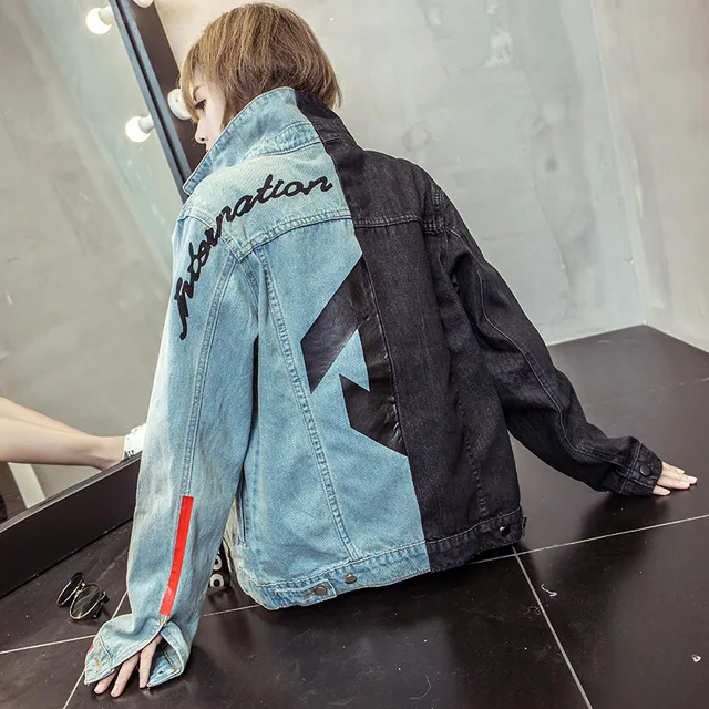 

Fashion Women patchwork denim jackets trendy ladies jeans coats sexy American Ceo apparel