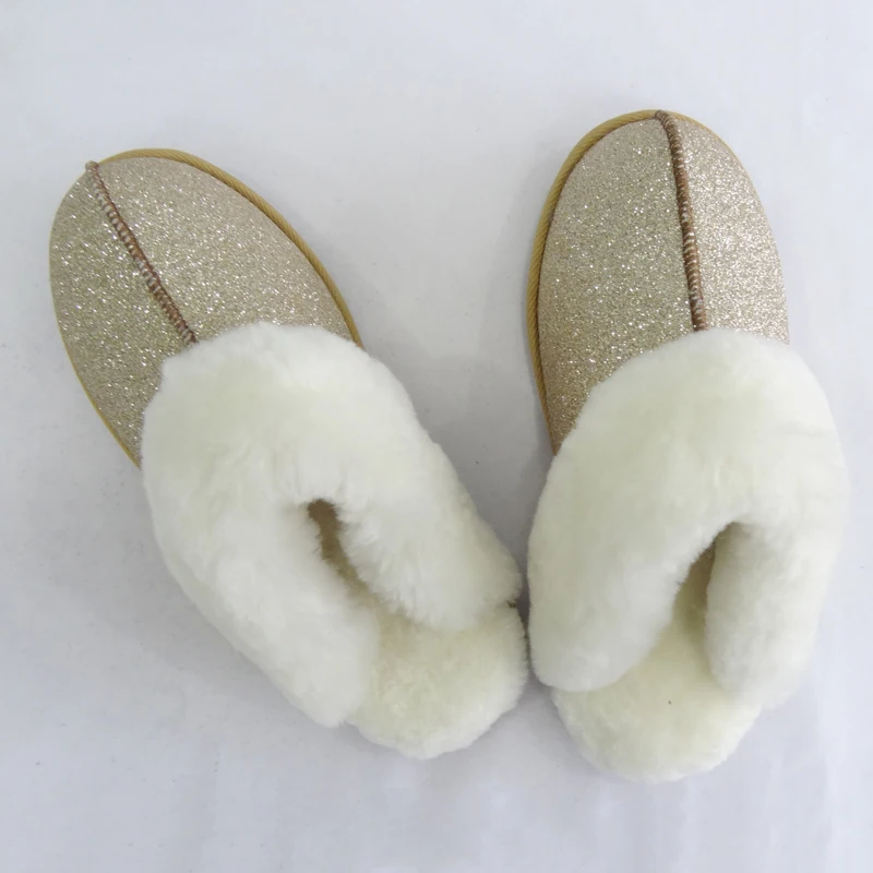 glitter sheepskin slippers