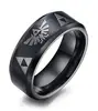 Animation jewelry 8MM stainless steel triangular Zelda mark ring IP black plating custom engraved jewelry animation ring