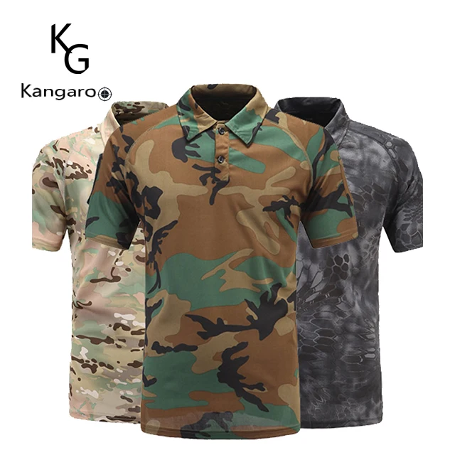Wholesale High Quality Short Sleeve Summer Men'S Military Army ACU Camouflage Polo T Shirt