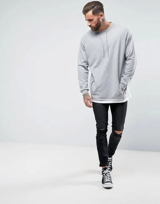 longline crew neck sweatshirt