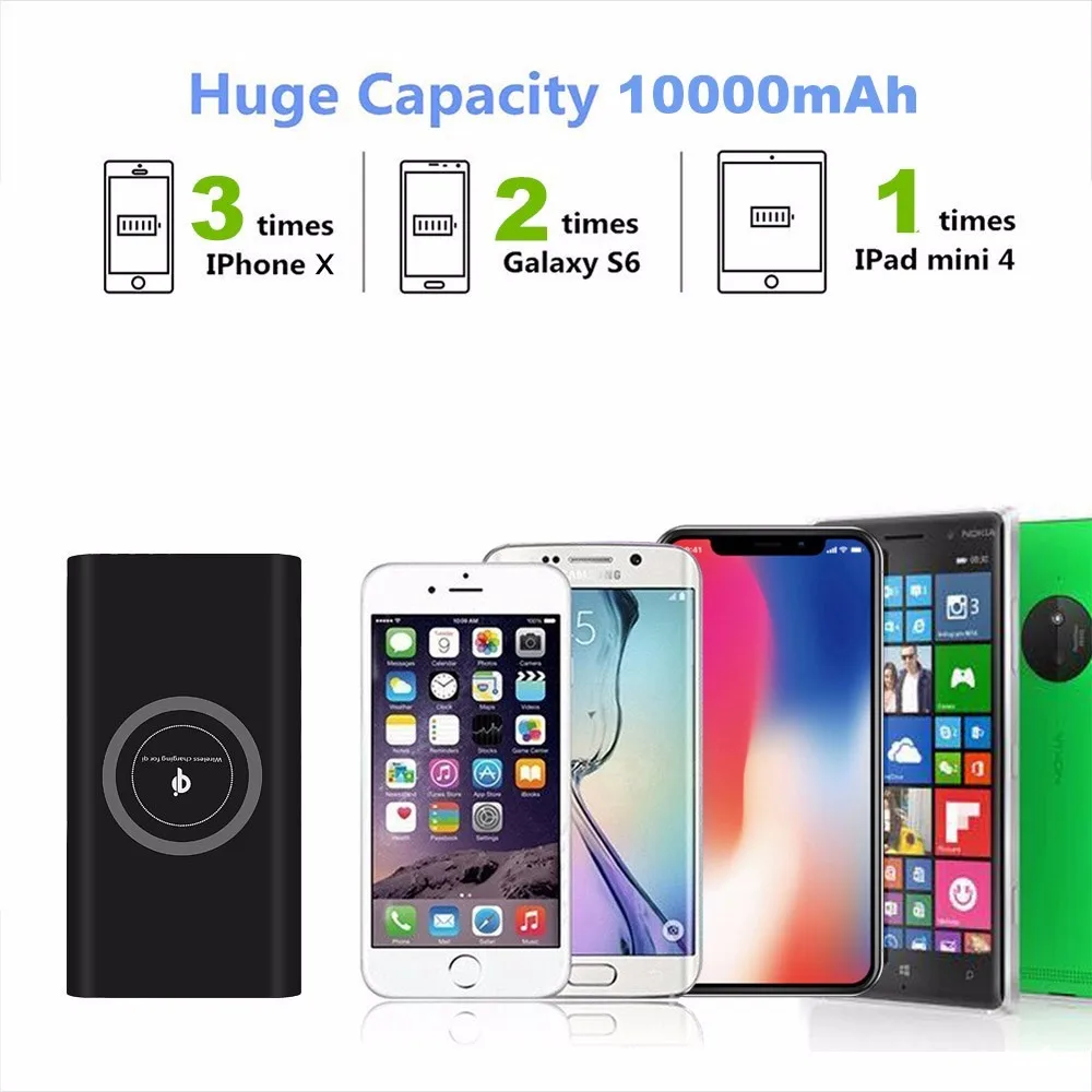 New products universal 10000mah fast charging qi wireless charger power bank high quality portable power bank wireless charger - ANKUX.COM