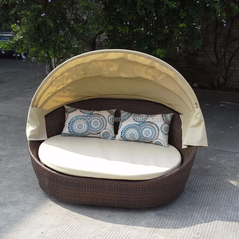 Cheap Outdoor Patio Rattan Beach Daybed With Canopy Hot Sale Outdoor