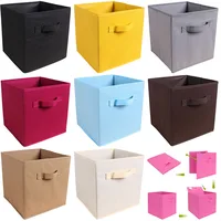

Decorative Foldable Kids Toy Cloth Non Woven Fabric Storage Box With Handle